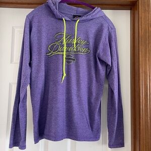 Harley-Davidson Purple Hoodie with lime green Drawstring